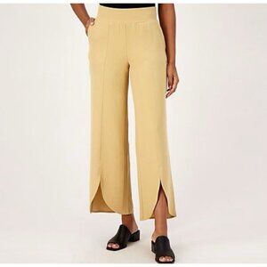 Isaac Mizrahi Live Pebble Knit Overlapping Wide Leg Pants Size 2X Khaki A575211